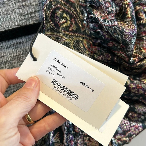 ba&sh Gala Metallic Cross  Top Gathered Puff Sleeve Mini Dress - Picture 7 of 15